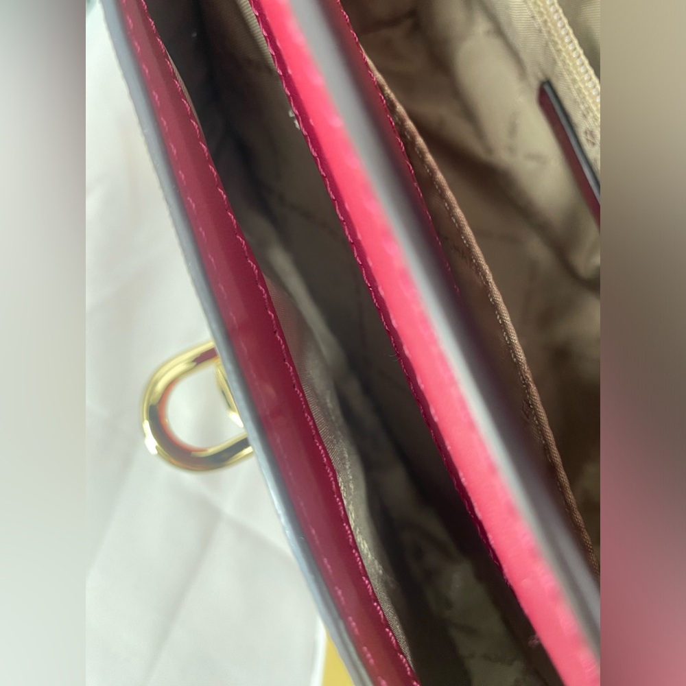 Michael Kors Pink Monogram Satchel Crossbody with Gold Hardware - Picture 11 of 15
